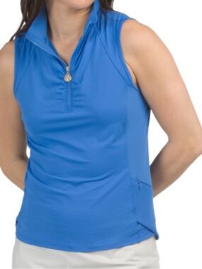 Sleeveless Half-Zip Performance Top - Blue